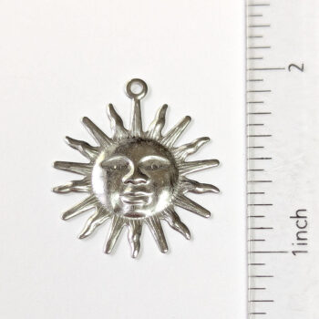 Stainless Steel Lightweight Filigree Sun Pendant Silver - Image 2