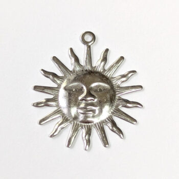 Stainless Steel Lightweight Filigree Sun Pendant Silver