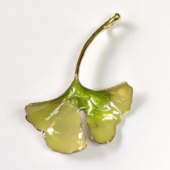 Yellow Green Enamel Ginkgo Biloba Leaf Connector Pendant