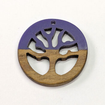 Purple Resin Round Hoop Tree Wood Pendant