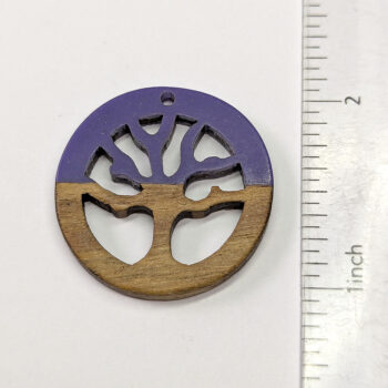 Purple Resin Round Hoop Tree Wood Pendant - Image 2