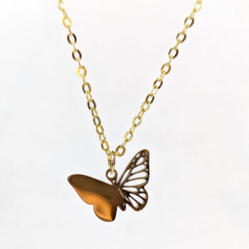 Stainless Steel Half Hollow Butterfly Gold Necklace - Image 10