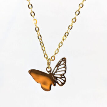 Stainless Steel Half Hollow Butterfly Gold Necklace - Image 9