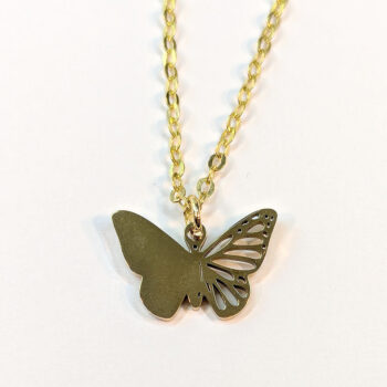 Stainless Steel Half Hollow Butterfly Gold Necklace - Image 8