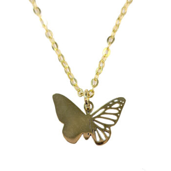 Stainless Steel Half Hollow Butterfly Gold Necklace