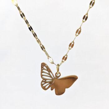 Stainless Steel Half Hollow Butterfly Gold Necklace - Image 6