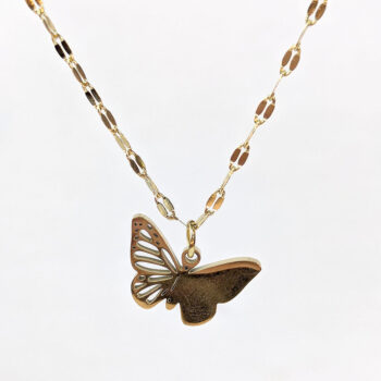 Stainless Steel Half Hollow Butterfly Gold Necklace - Image 5