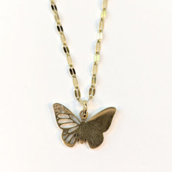 Stainless Steel Half Hollow Butterfly Gold Necklace - Image 4