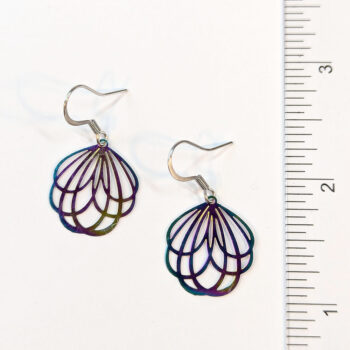 Stainless Steel Rainbow Round Lightweight Cutout Flower Earrings - Image 3