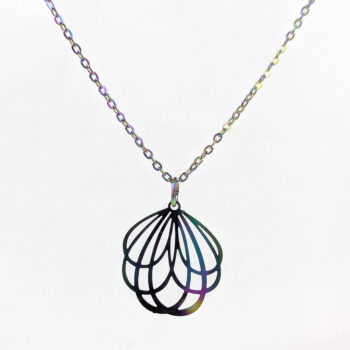 Stainless Steel Round Lightweight Cutout Flower Rainbow Necklace - Image 12