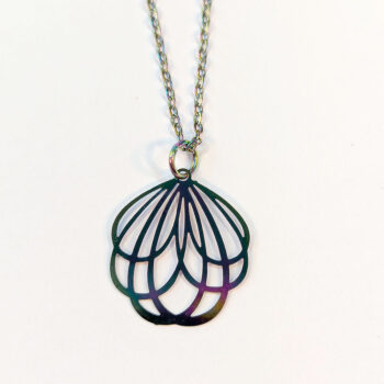 Stainless Steel Round Lightweight Cutout Flower Rainbow Necklace - Image 11