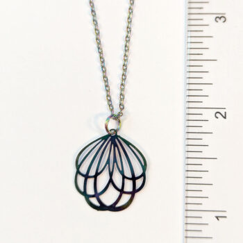 Stainless Steel Round Lightweight Cutout Flower Rainbow Necklace - Image 10