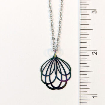 Stainless Steel Round Lightweight Cutout Flower Rainbow Necklace - Image 7