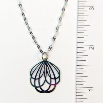 Stainless Steel Round Lightweight Cutout Flower Rainbow Necklace - Image 3