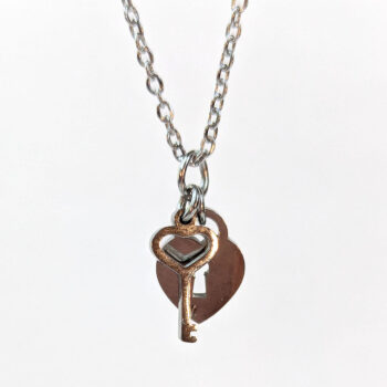 Stainless Steel Silver Heart Lock and Key Necklace - Image 7