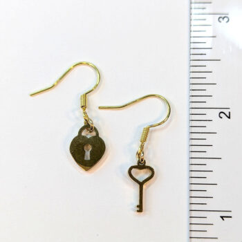 Stainless Steel Lock and Key Charms Gold Earrings - Image 4