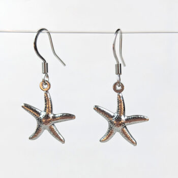 Stainless Steel Double-Sided Starfish Silver Earrings - Image 2