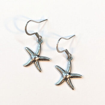 Stainless Steel Double-Sided Starfish Silver Earrings - Image 3