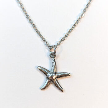 Stainless Steel Double-Sided Starfish Charm Silver Necklace - Image 6