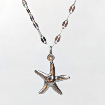 Stainless Steel Double-Sided Starfish Charm Silver Necklace - Image 4