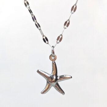 Stainless Steel Double-Sided Starfish Charm Silver Necklace - Image 3