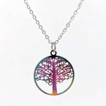 Stainless Steel Round Lightweight Tree Rainbow Necklace - Image 10