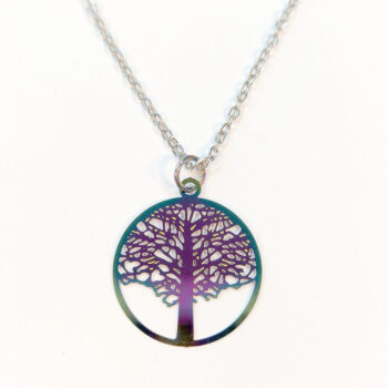 Stainless Steel Round Lightweight Tree Rainbow Necklace - Image 8