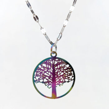 Stainless Steel Round Lightweight Tree Rainbow Necklace - Image 7