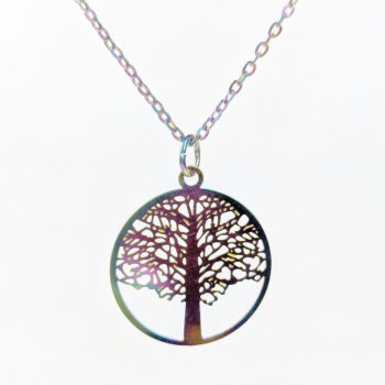 Stainless Steel Round Lightweight Tree Rainbow Necklace - Image 6