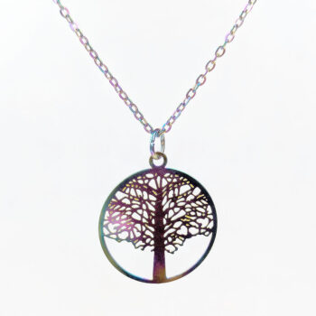 Stainless Steel Round Lightweight Tree Rainbow Necklace - Image 5