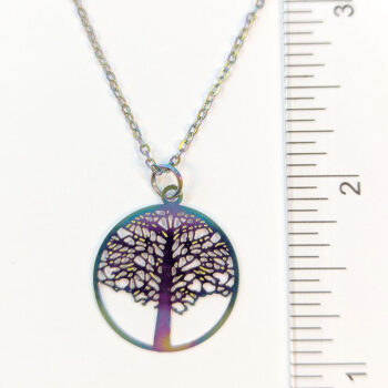 Stainless Steel Round Lightweight Tree Rainbow Necklace - Image 3