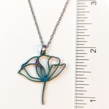 Stainless Steel Hollow Peony Flower Rainbow Necklace - Image 3