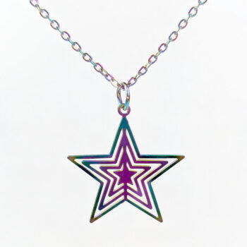 Stainless Steel Lightweight Cutout Star Charm Rainbow Necklace - Image 7