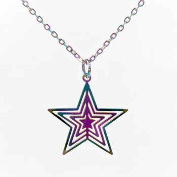 Stainless Steel Lightweight Cutout Star Charm Rainbow Necklace - Image 6