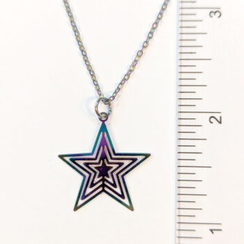 Stainless Steel Lightweight Cutout Star Charm Rainbow Necklace - Image 5