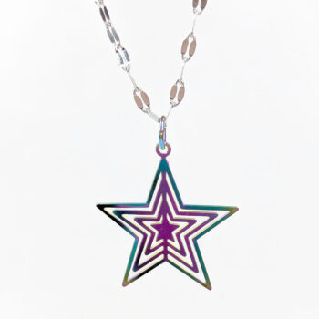 Stainless Steel Lightweight Cutout Star Charm Rainbow Necklace - Image 4