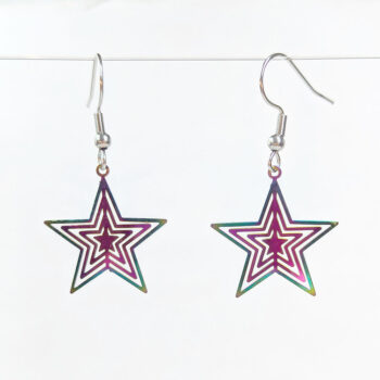 Stainless Steel Lightweight Cutout Star Rainbow Earrings - Image 4