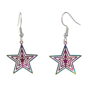 Stainless Steel Lightweight Cutout Star Rainbow Earrings