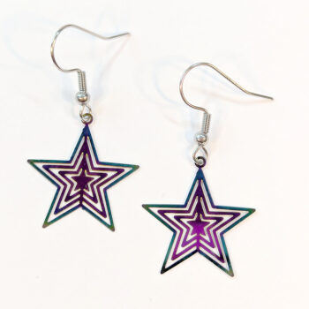 Stainless Steel Lightweight Cutout Star Rainbow Earrings - Image 3