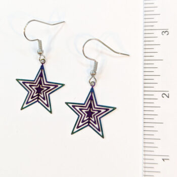 Stainless Steel Lightweight Cutout Star Rainbow Earrings - Image 2