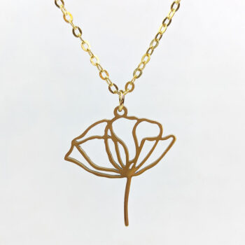 Stainless Steel Hollow Peony Flower Gold Necklace - Image 6