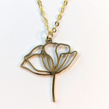 Stainless Steel Hollow Peony Flower Gold Necklace - Image 5