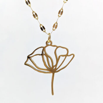 Stainless Steel Hollow Peony Flower Gold Necklace - Image 3