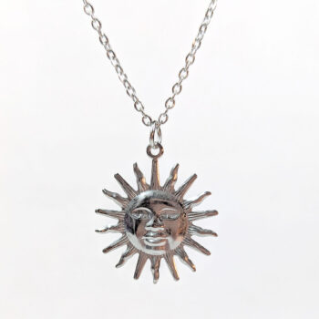 Stainless Steel Lightweight Filigree Sun Silver Necklace - Image 6