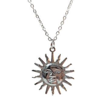 Stainless Steel Lightweight Filigree Sun Silver Necklace