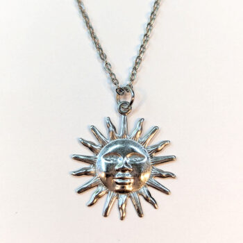 Stainless Steel Lightweight Filigree Sun Silver Necklace - Image 5