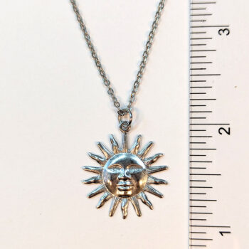 Stainless Steel Lightweight Filigree Sun Silver Necklace - Image 4