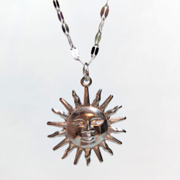 Stainless Steel Lightweight Filigree Sun Silver Necklace - Image 3