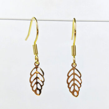 Stainless Steel Delicate Hollow Leaf Gold Earrings - Image 2