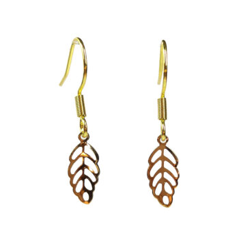 Stainless Steel Delicate Hollow Leaf Gold Earrings